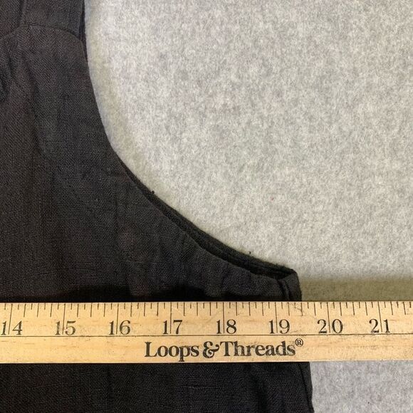 Cut Loose Women’s Size Large Button Down Jumper Midi Dress Black Linen - Picture 5 of 8